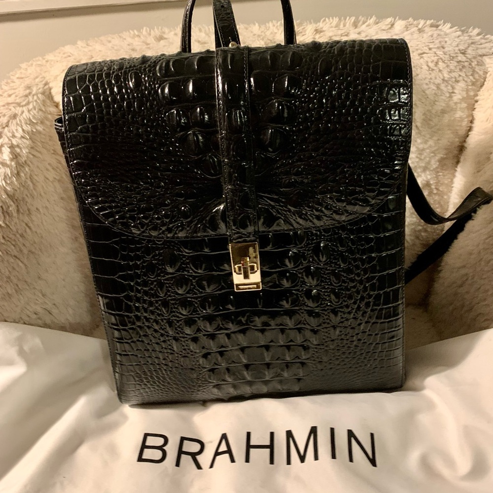 Beautiful brand new Brahmin, Sadie, black Melbourne, backpack, genuine leather